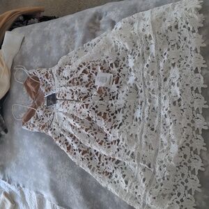 Self-Portrait Elegant White Lace Midi Dress, US2